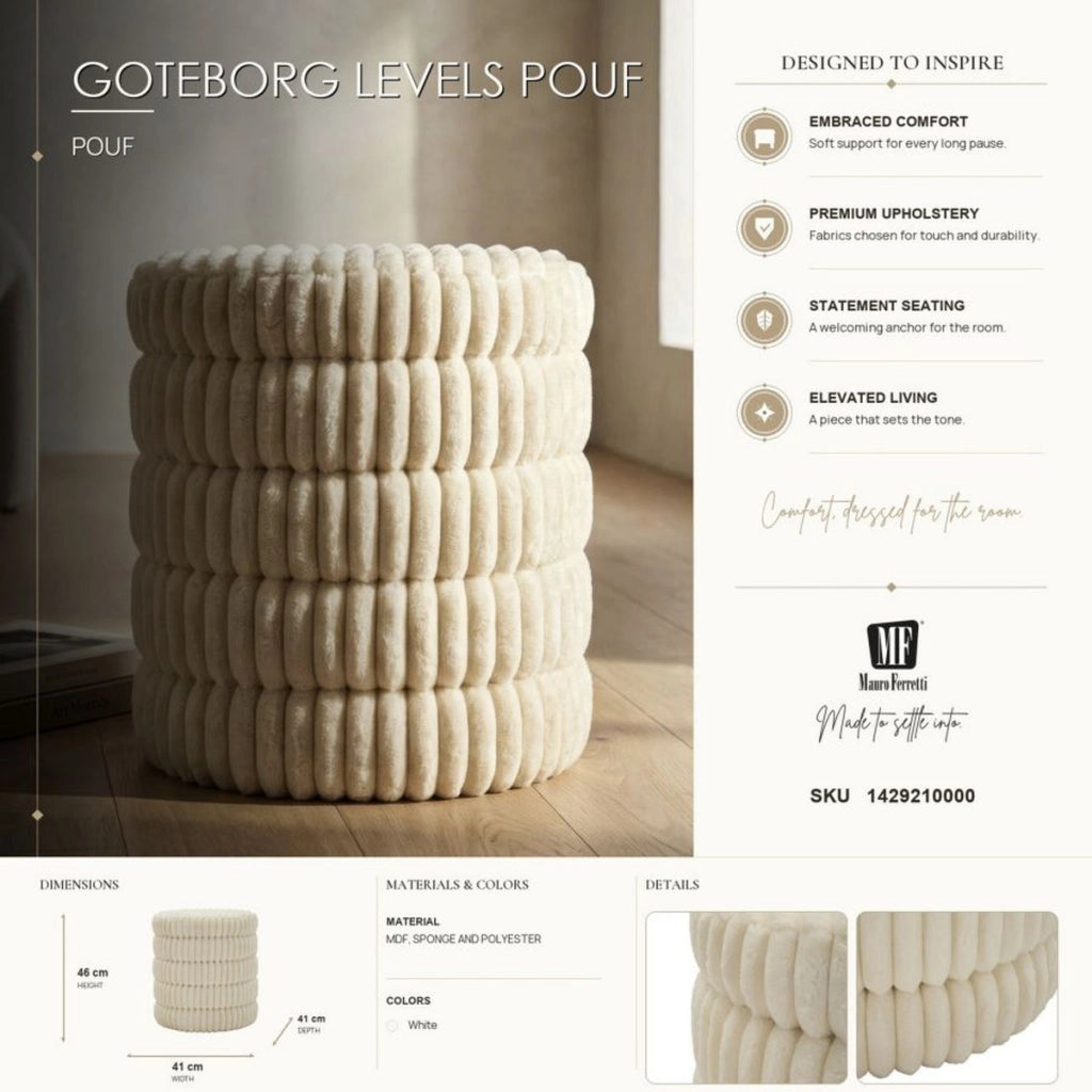 Pouf Levels in poliestere bianco
