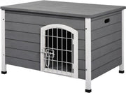 Recinzione per Cani Esterna - Recinzione per Cani in Legno Resistente all'Acqua e UV - Recinzione per Cani di Medie Dimensioni Circolazione dell'Aria - 80x55x53,5cm