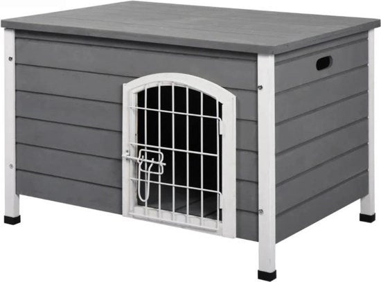 Recinzione per Cani Esterna - Recinzione per Cani in Legno Resistente all'Acqua e UV - Recinzione per Cani di Medie Dimensioni Circolazione dell'Aria - 80x55x53,5cm