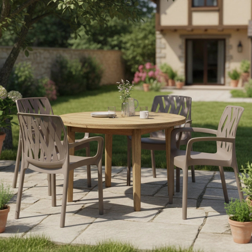 Rumley, Sedia da Esterno 4 Sedie Made in Italy, Beige