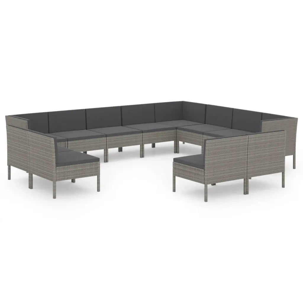 Set Divani da Giardino 12 pz con Cuscini in Polyrattan Grigio 3094486