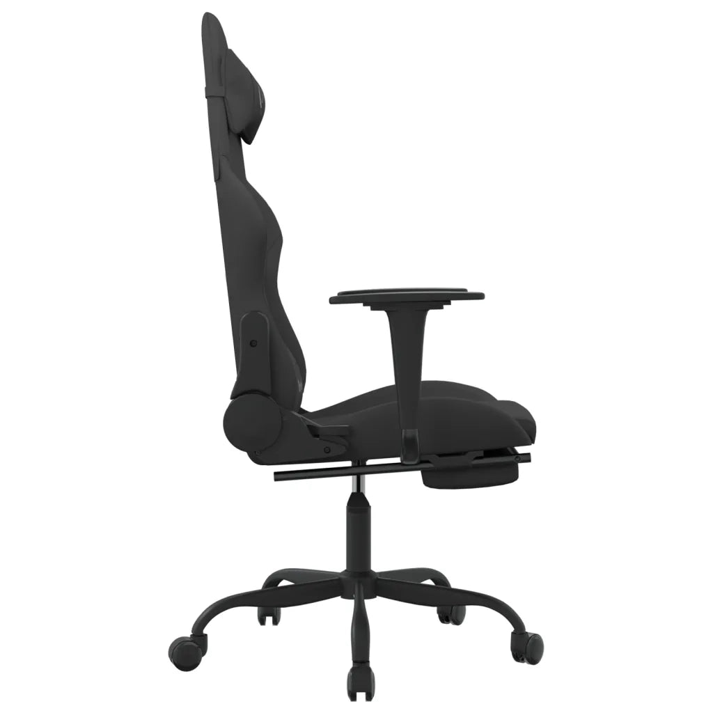 Sedia da Gaming Massaggio e Poggiapiedi Nero in Tessuto cod mxl 63603
