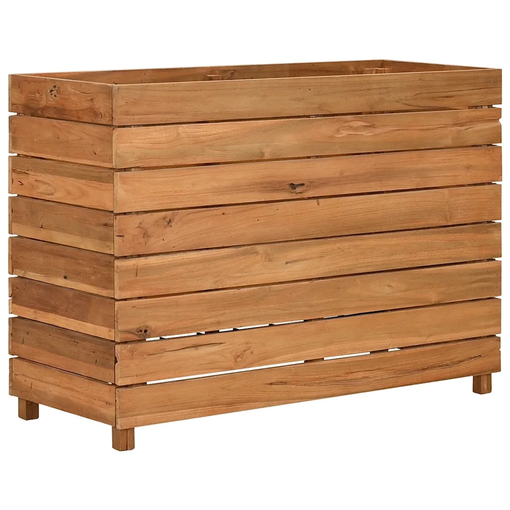 Fioriere | Cassetta per fiori | Letto Rialzato 100x40x72 cm Legno di Teak di Recupero e Acciaio