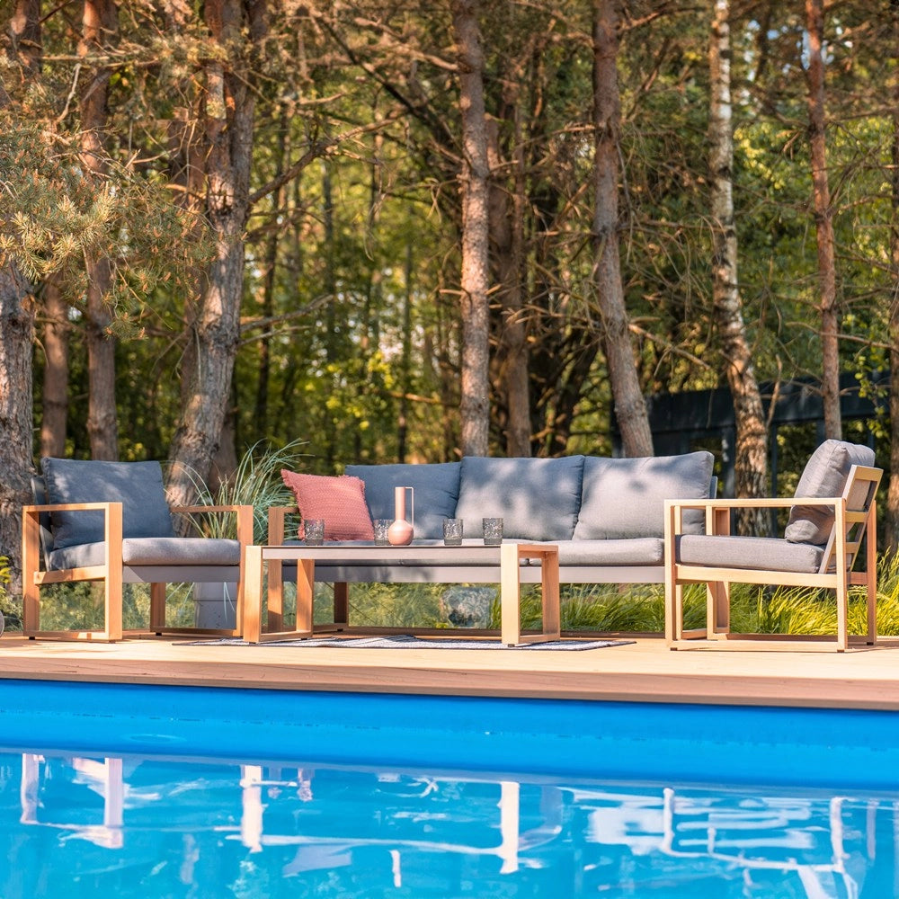 Set mobili da giardino DUISBURG divano poltrona tavolino antracite e marrone