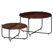 Set di 2 tavolini da caffè legno massello 60 x 35 cm marrone 02_0042120
