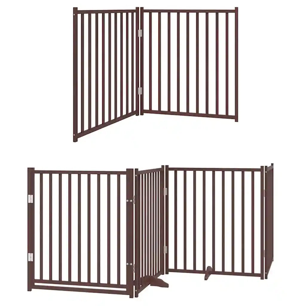 Cancello Cani Porta Pieghevole Marrone 8 Pannelli 640cm Pioppo 3155750