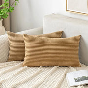 Set di cuscini 30 x 50 cm con tessuto corduroy, set decorativo di cuscini per divano, cuscini con corda, cuscini decorativi morbidi per salotto e camera da letto, set da 2 in taupe.