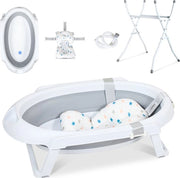 Bagnetto per Bambini Pieghevole - Bagnetto con Cuscino - 4 in 1 Bagnetto per Bambini - Incluso Cuscino per Bagnetto - Grigio