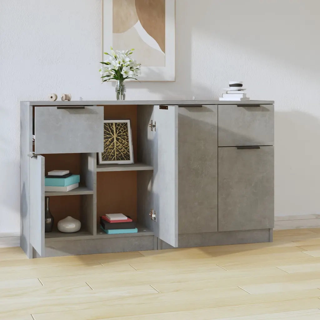 Credenze 2 pz Grigio Cemento 60x30x70 cm in Legno Multistrato 3115815