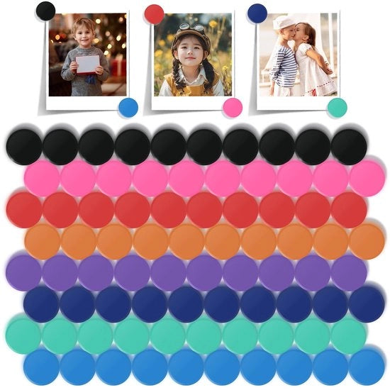 Magnetronde per magneetbordo, 80 pezzi, magneti per frigorifero per magneetbordo, 8 colori, magneti minimagneti, magneti per frigorifero per ufficio, fotografia, bacheca, documenti e frigorifero