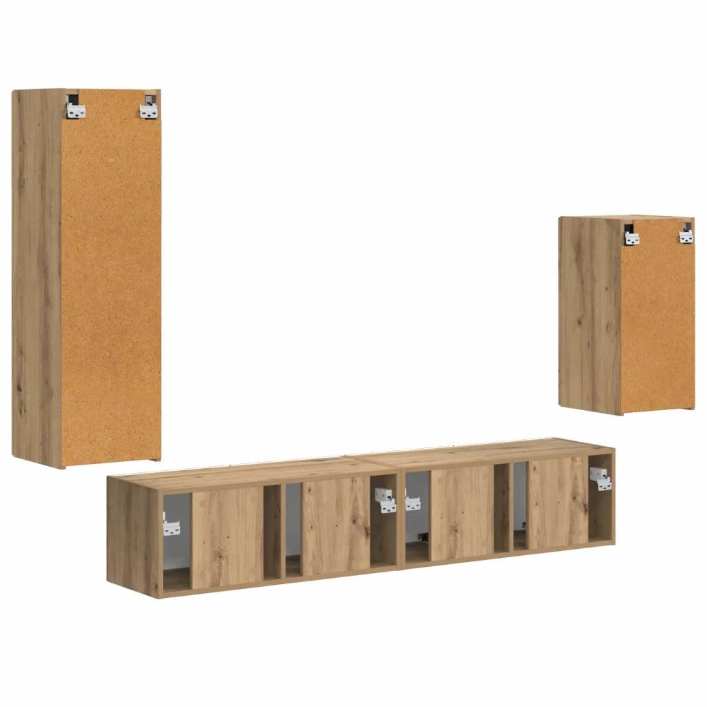 Set mobile TV 4 pcs Rovere artigianale Legno multistrato 3409014