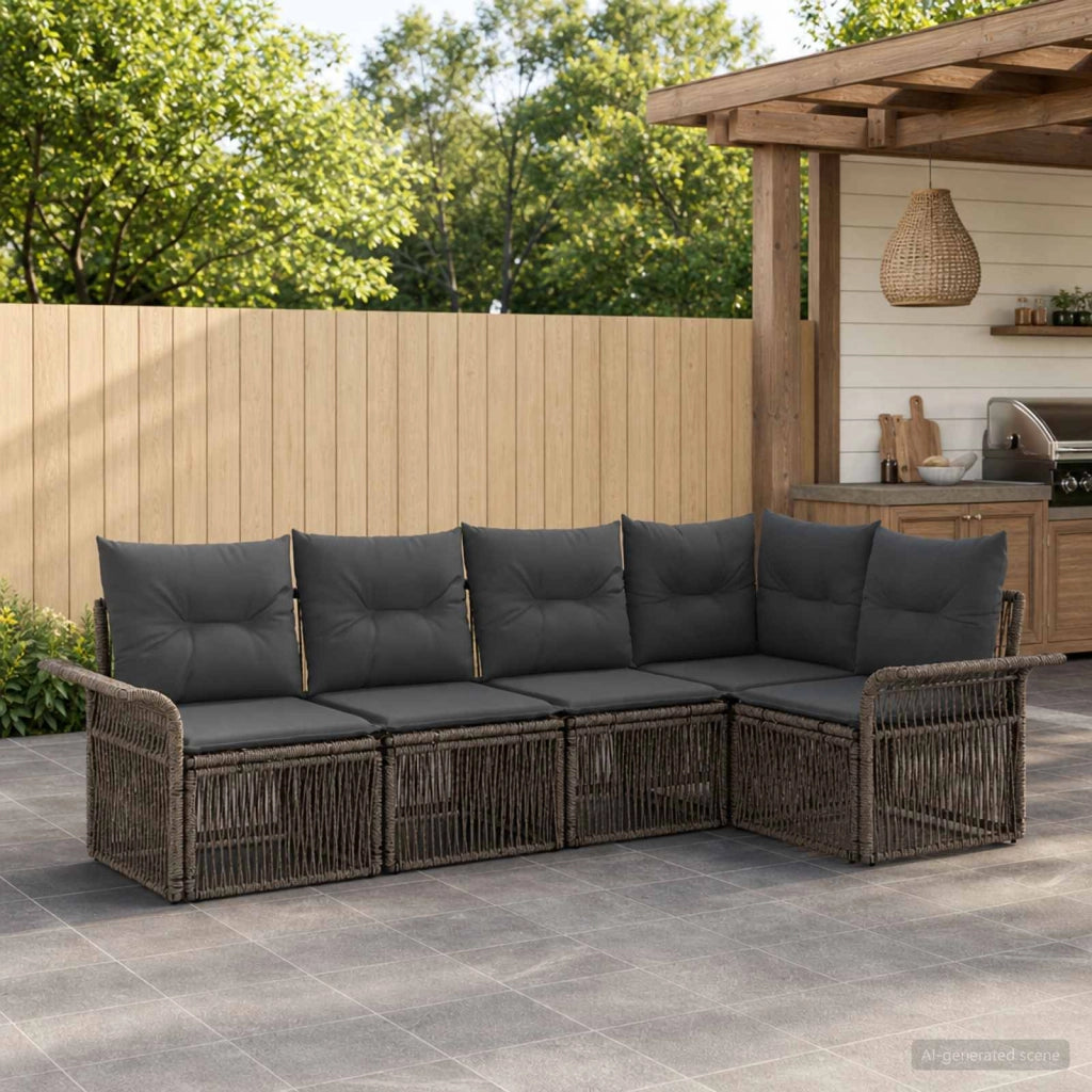 Set Divano da Giardino 5 pz Grigio polyrattan 3434828