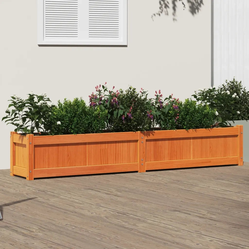 Fioriera Giardino-Vaso da Esterno-Contenitore per Piante Marrone Cera 180x31x31 cm Legno Massello Pino