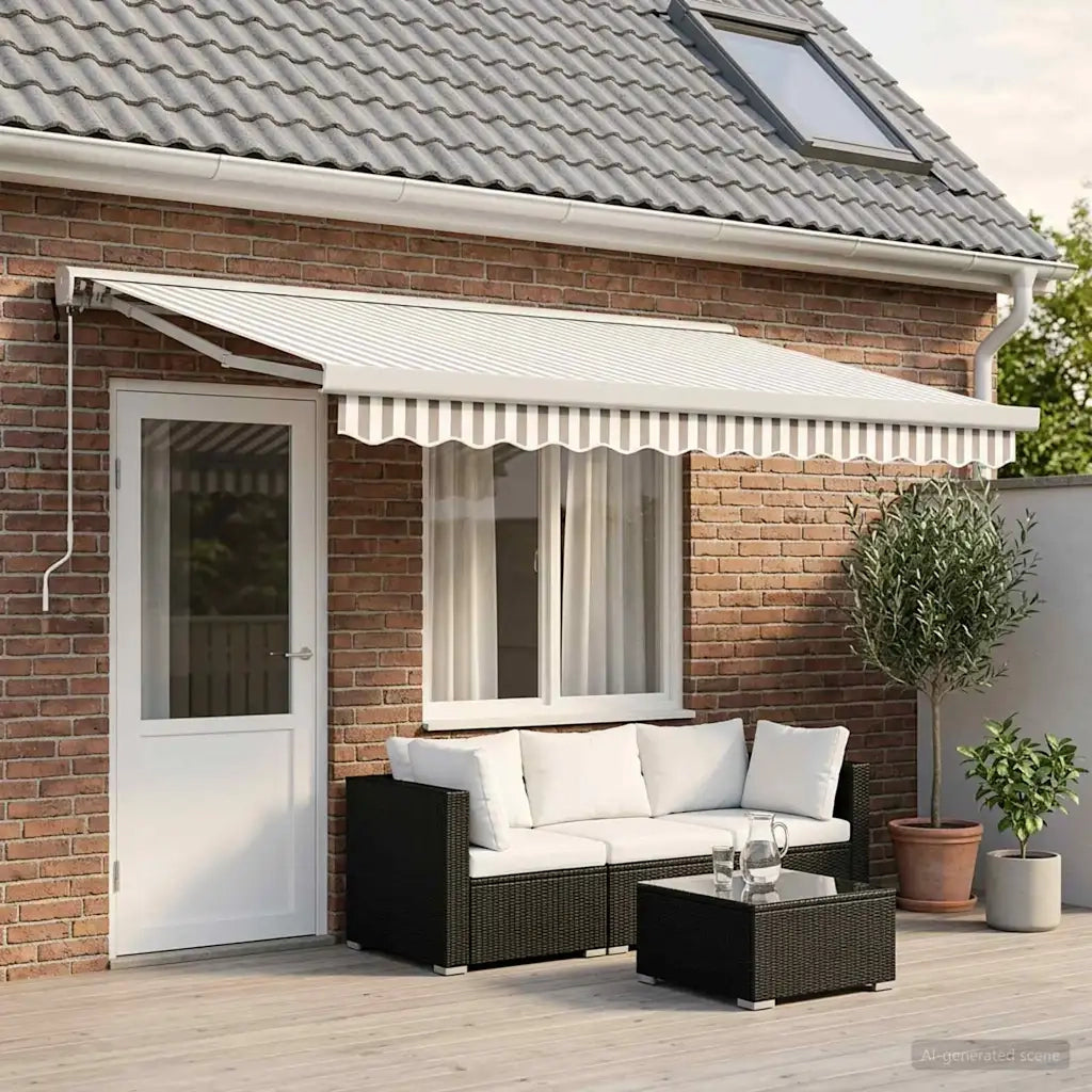 Tenda retrattile Grigio chiaro e bianco 500 × 300 cm 3426378