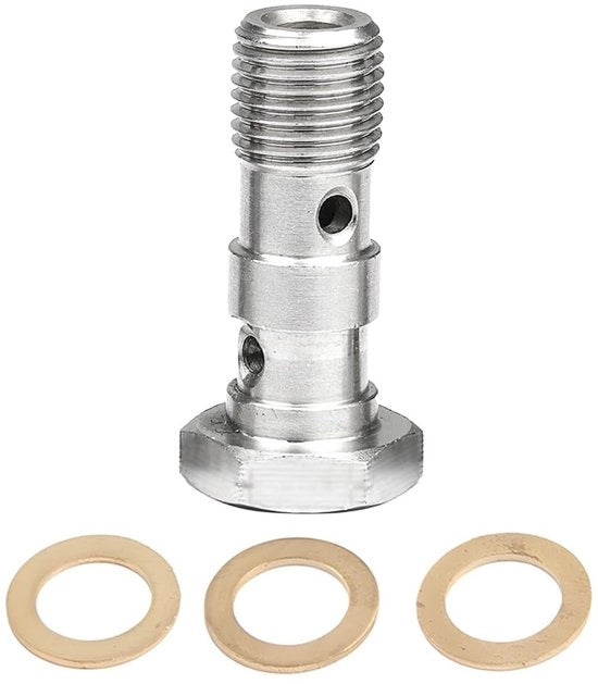 Adattatore di freno universale a vite metrica - Connettore a vite a doppia vite - In acciaio inossidabile - Universale - Adattatore per liquido di freno motociclistico - M10