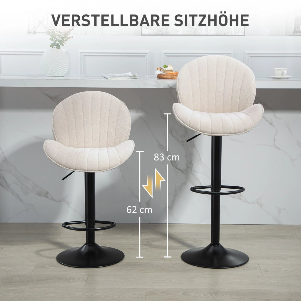 Set 2 sgabelli da bar imbottiti ¨C zephmum ¨C tessuto beige, altezza regolabile, girevoli