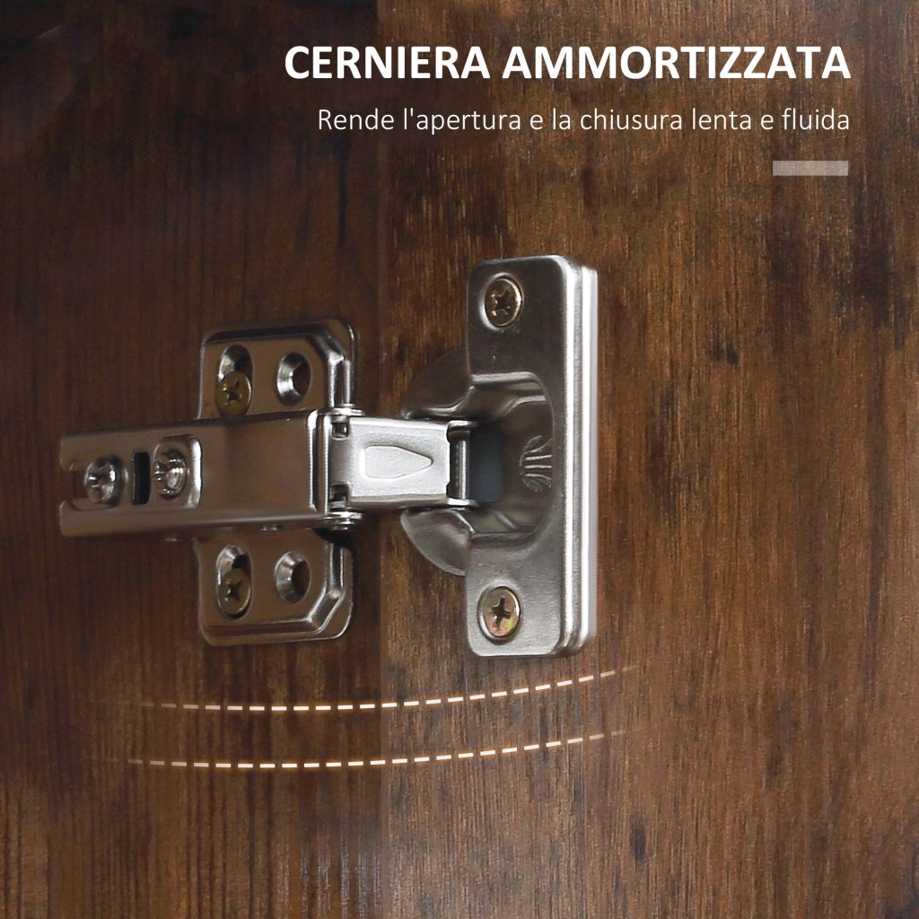 Specchiera Bagno con Luci LED e 2 Ante ¨C zephmum ¨C Marrone 70x15x65cm