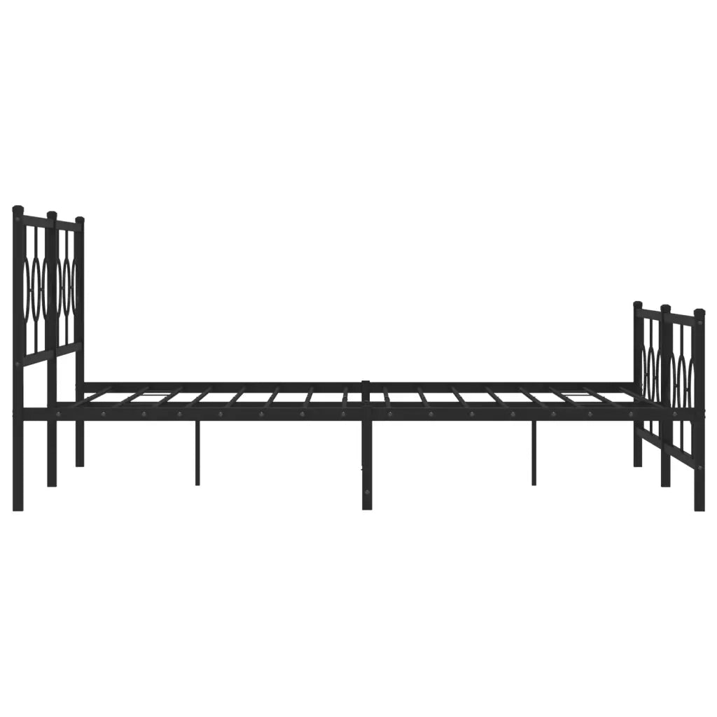 Giroletto con Testiera e Pediera-Struttura Letto Metallo Nero 193x203 cm 576697