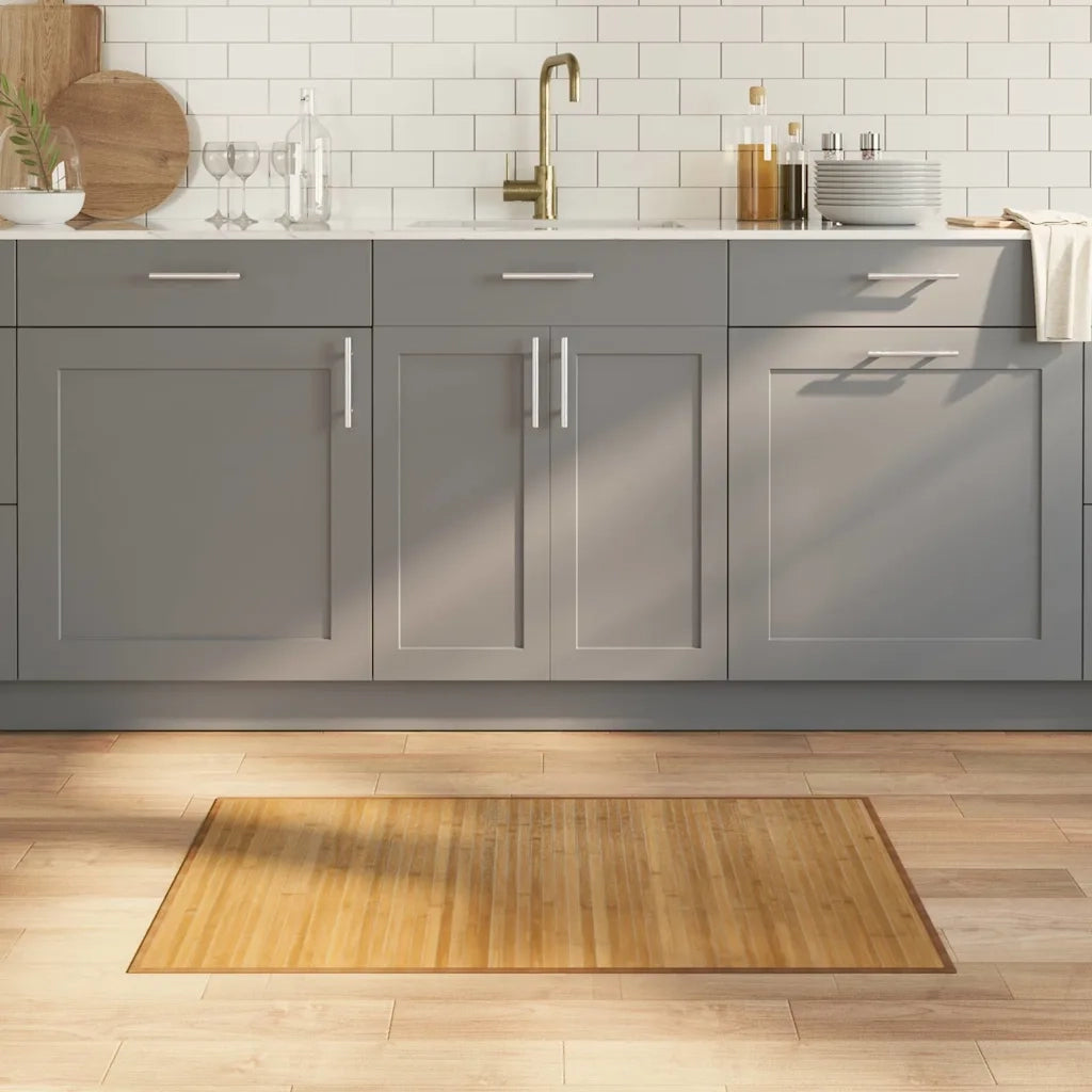 Tappeto Rettangolare Naturale 60x100 cm in Bambù 376829