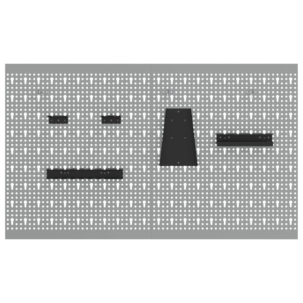 Pannelli pegboard  2 pezzi con 8 accessori Grigio 50x60 cm Acciaio
