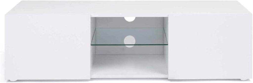113 cm Porta TV ELI ripiano in vetro bianco con LED