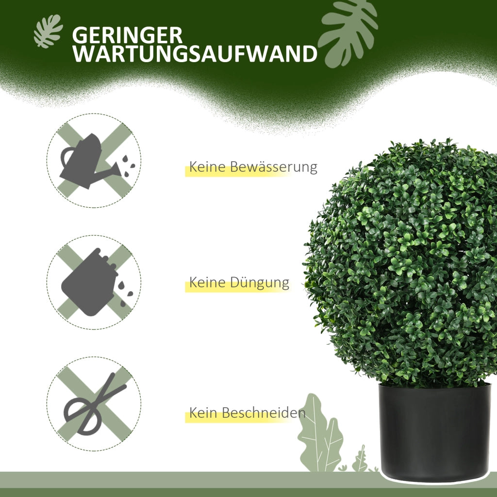 Piante artificiali, set da 2, piante artificiali resistenti ai raggi UV in vaso, cespugli di bosso da 52 cm per la decorazione di giardino e