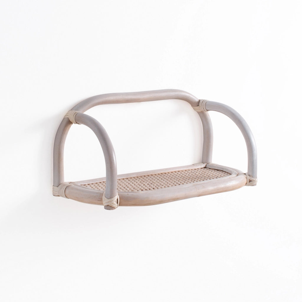 Mensola da parete in rattan bianco 1 ripiano