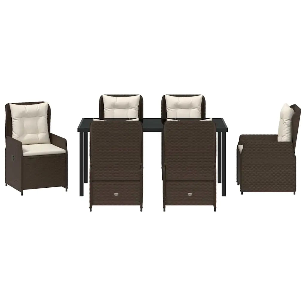 Set da Pranzo per Giardino 7 pcs Marrone polyrattan 3380950