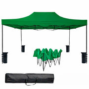 Gazebo Professionale In Acciaio Richiudibile Automatico Con Telo Oxford 1200D PVC Impermeabile E Anti UV Struttura A Fisarmonica Completo Di Sacche Zavorra E Borsa Trasporto Per Sagre Feste Eventi 3x4.5 M Verde