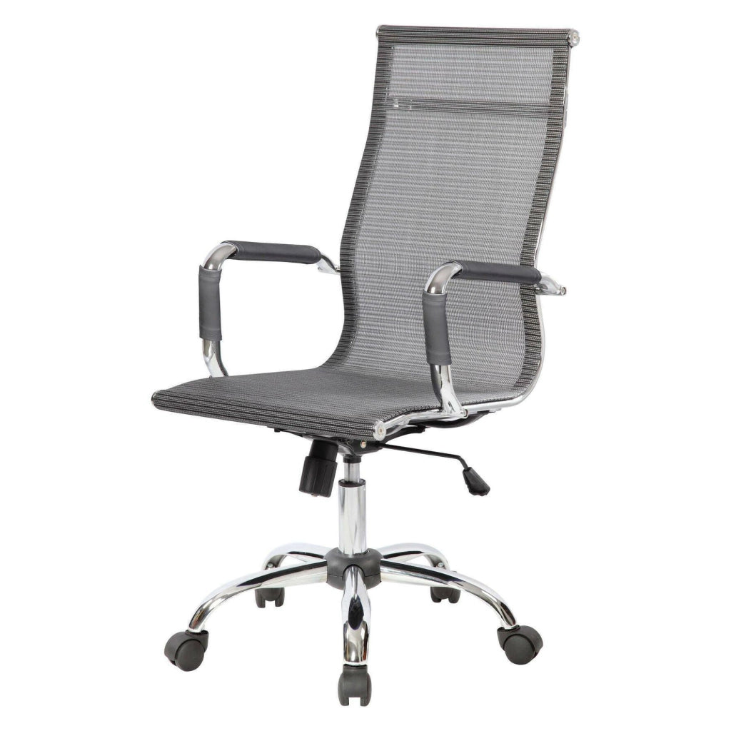 Poltrona da Ufficio Rockhampton, Sedia con Ruote Regolabile, Grigio
