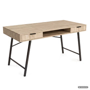 Scrivania industriale per computer Rovere Sonoma ARDEN 120 cm 2 cassetti 1 ripiano gambe nere