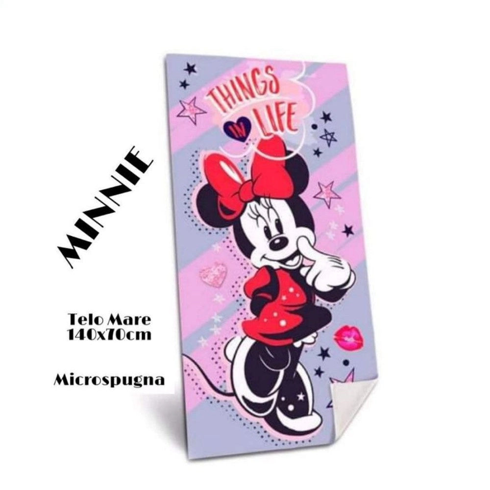 Trade Shop - Telo Mare In Cotone + Borsa Da Spiaggia Asciugamano Borsa Mare Minnie Mouse -