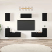 vidaXL Set mobile TV 7 pcs Rovere nero 80 x 30 x 30 cm