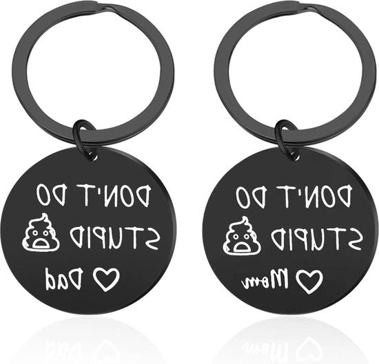 Sleutelhangers in Nero - Sleutelhangers Moderni e Pratici - Sleutelhanger per Madre - Nuovi e Interessanti Regali - Per Ragazzi e Ragazze - Cadeau in Nero Rond 30 mm.