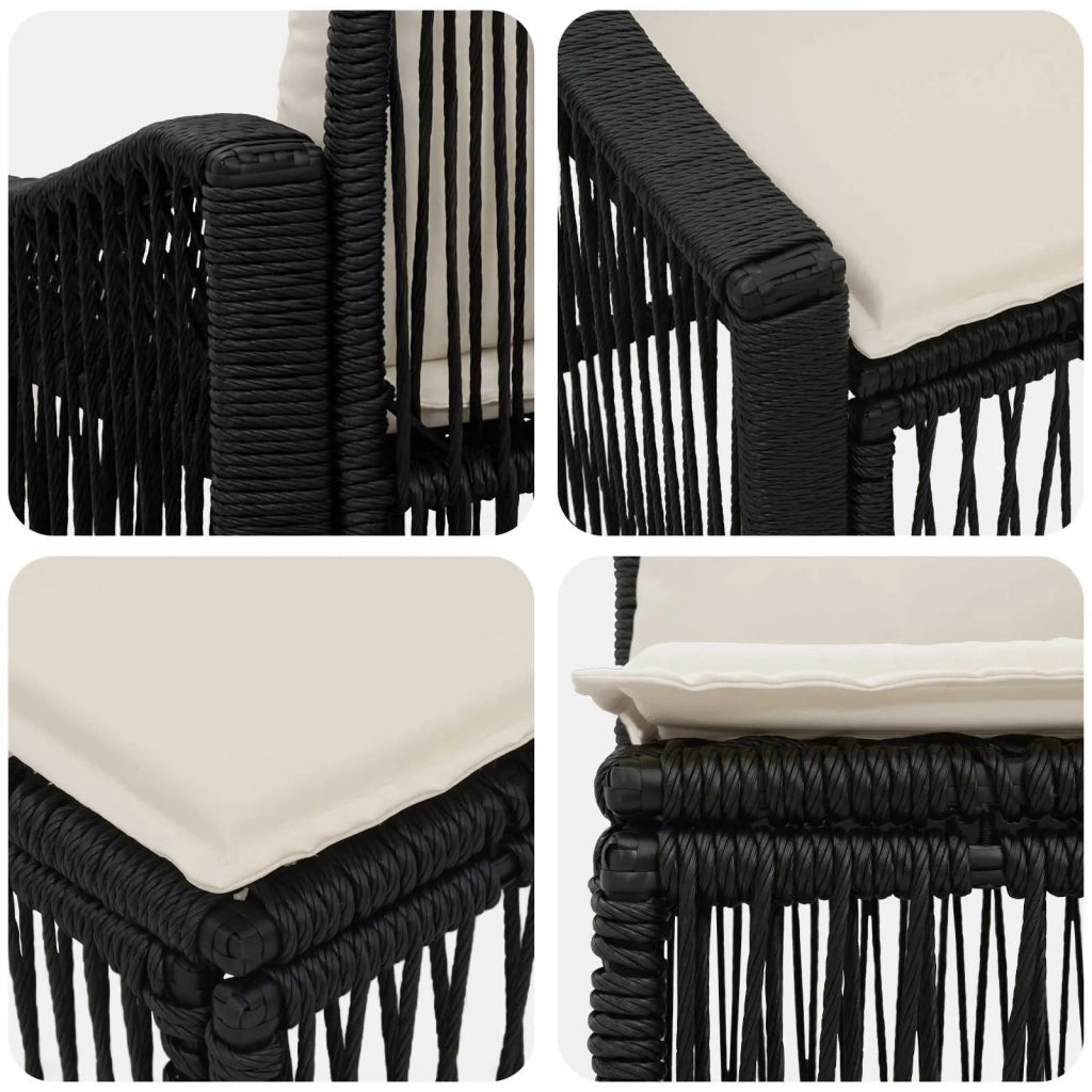 Set Divano da Giardino 7 pz 7-Numero di posti Nero polyrattan 3436105