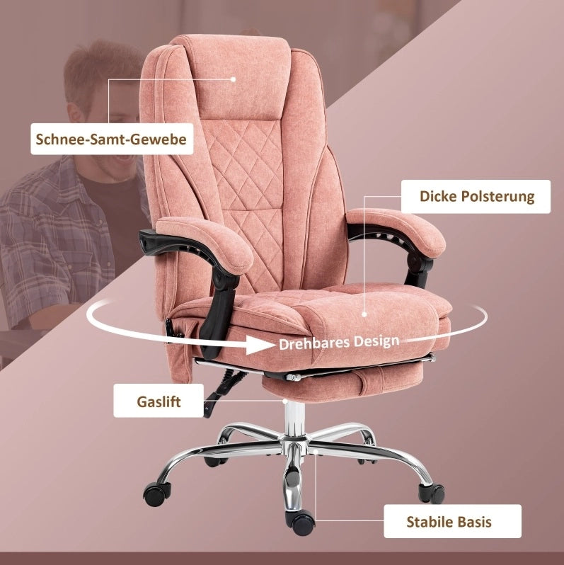 Poltrona da ufficio massaggiante reclinabile rosa