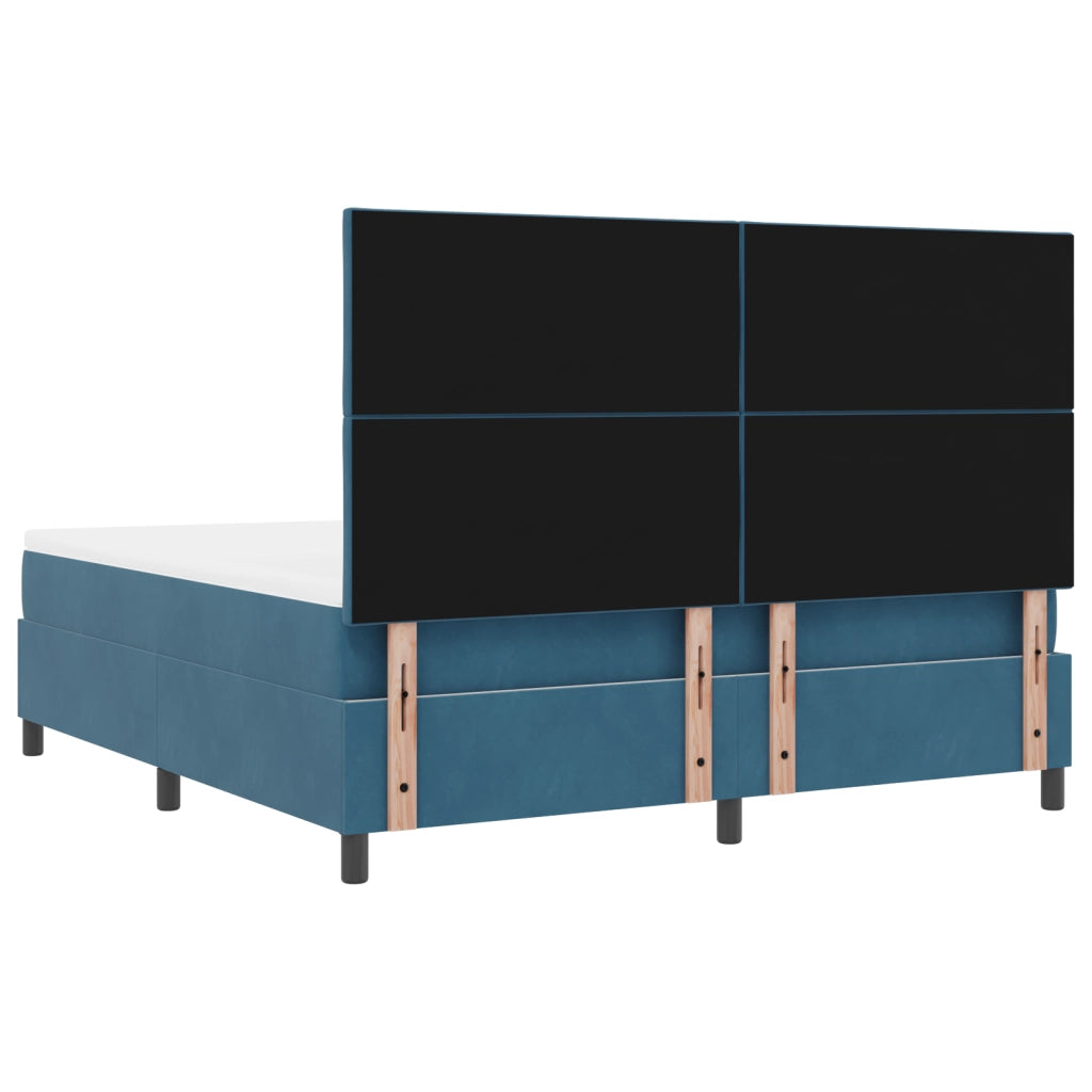 Letto con Box Spring e Materasso & LED Blu Scuro 180x200 cm Velluto