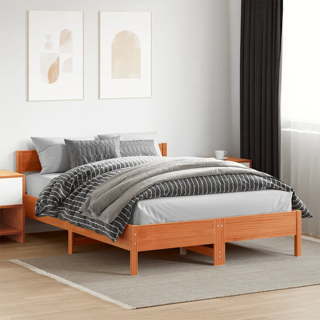 Letto senza Materasso-Struttura Letto Marrone Cera 160x200 cm in Legno di Pino 283933