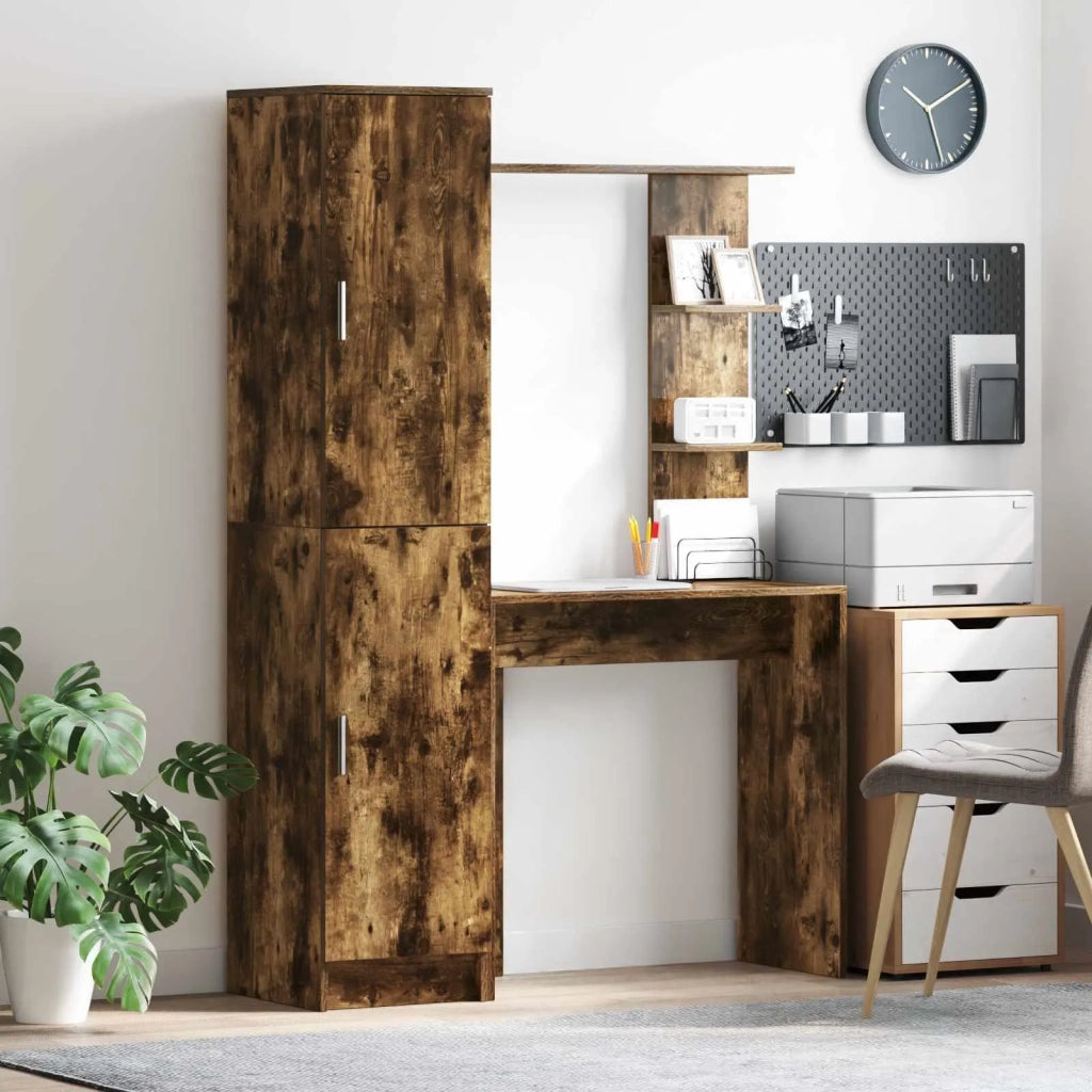 Scrivania | Tavolo da Ufficio 2 pz Rovere fum¨¦