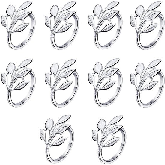 Servizi per tavola - 10 pezzi - Metallo argentato - Impermeabile - Inox - Disegno a foglia - Decorazione elegante per tavola
