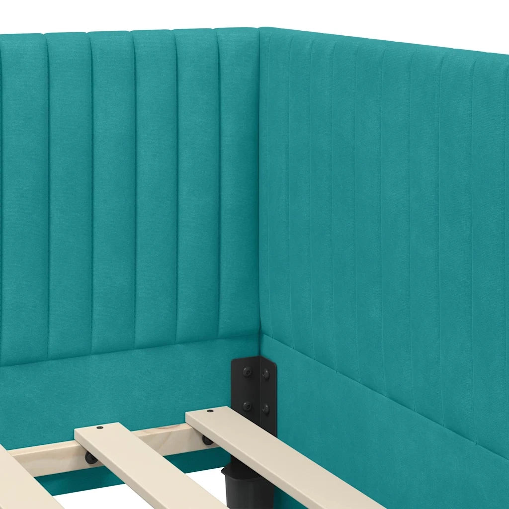 Cornice del letto ad angolo Turchese 90 cm x 200 cm Velluto