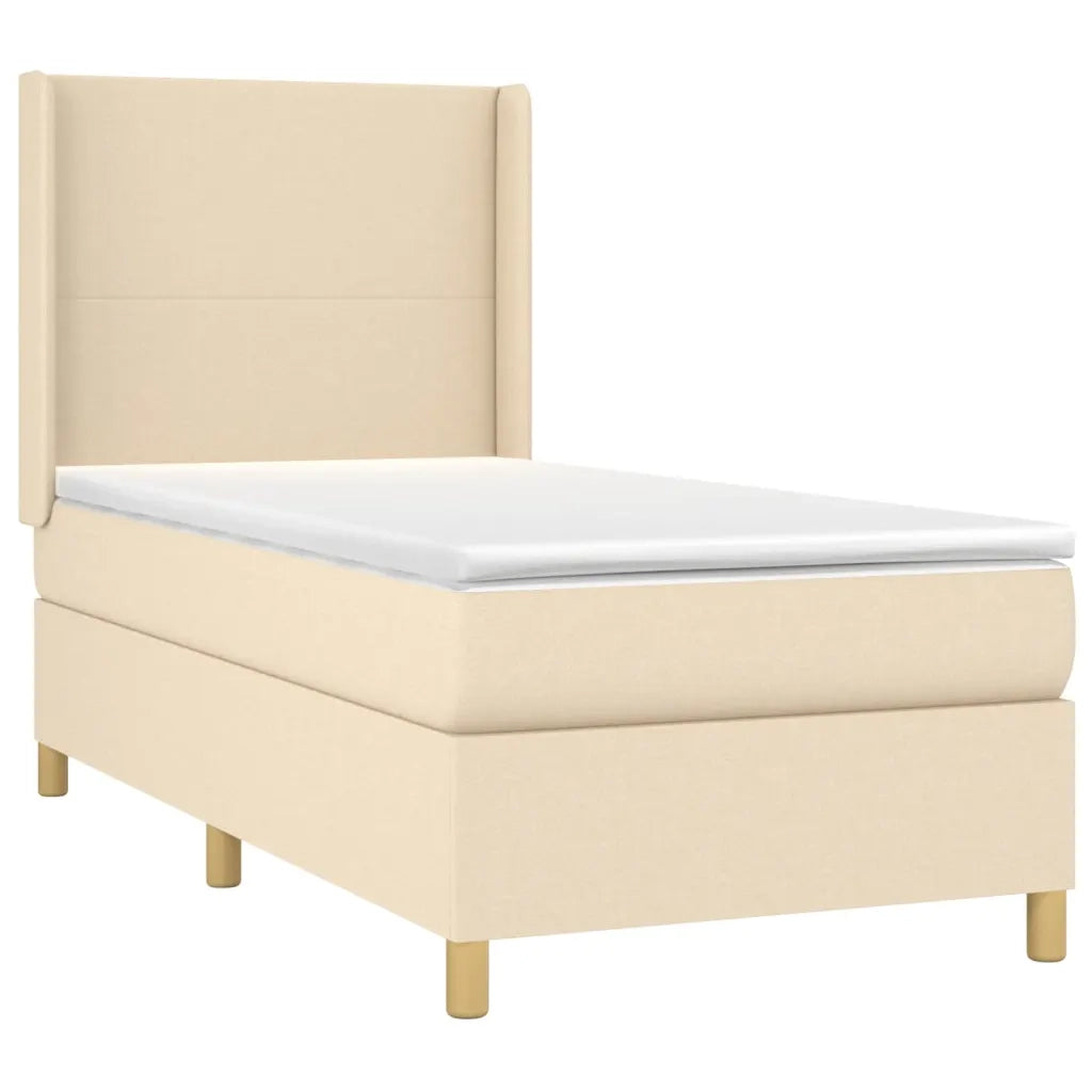 Giroletto a Molle con Materasso Crema 90x190 cm in Tessuto 3131798
