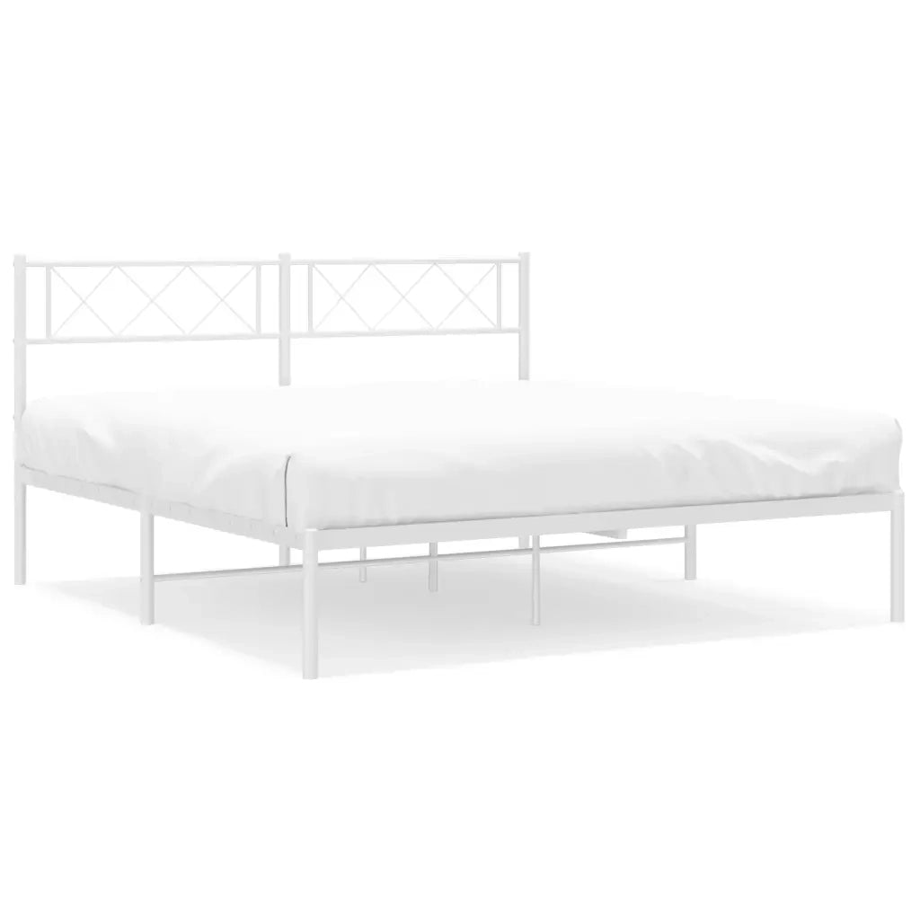 Giroletto con Testiera-Struttura Letto con testiera Metallo Bianco 160x200 cm 774259