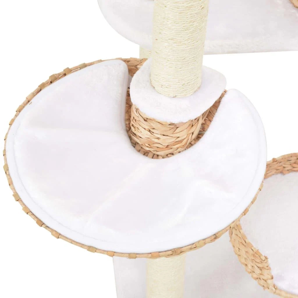 Tiragraffi albero per gatti cuccia per gatti peluche in sisal con stampa di alghe marine beige 3702145