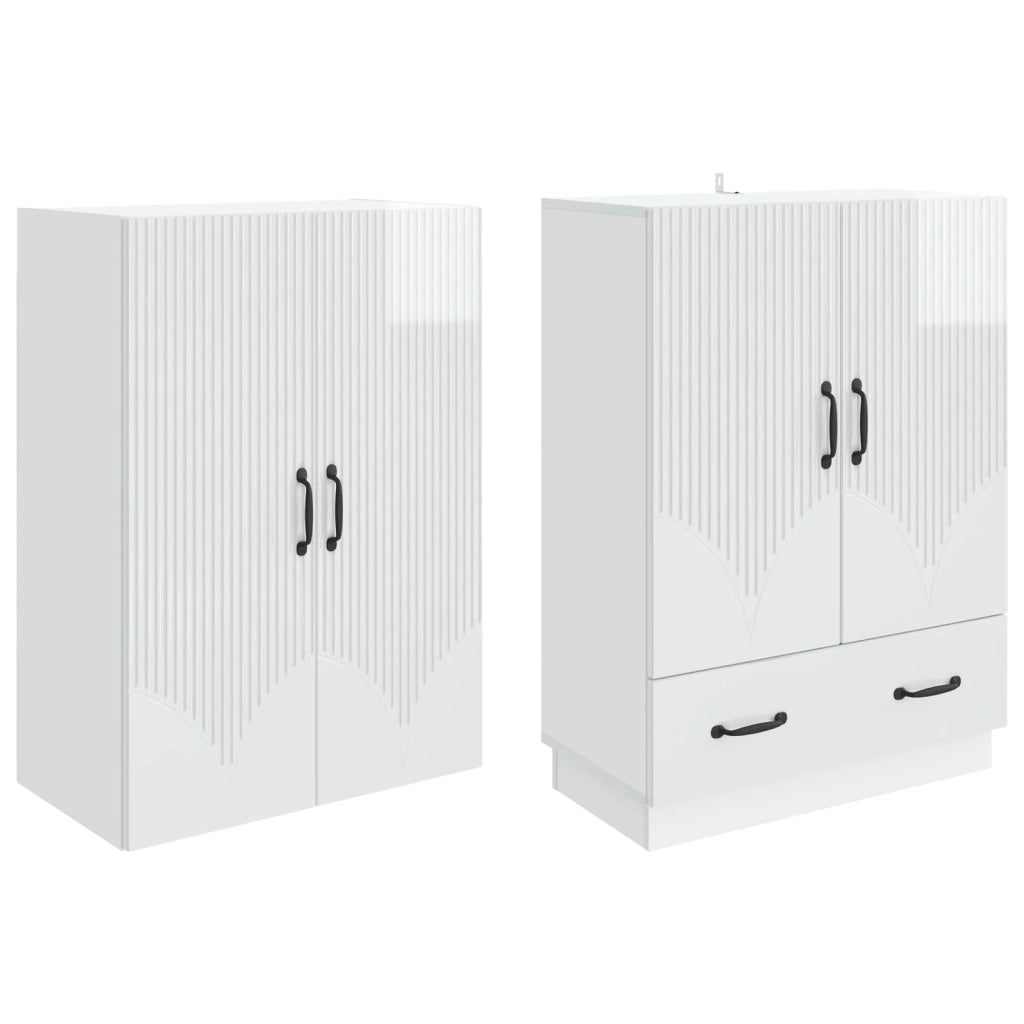 Set di armadi 2 pcs Bianco Lucido Legno ingegnerizzato 3416776