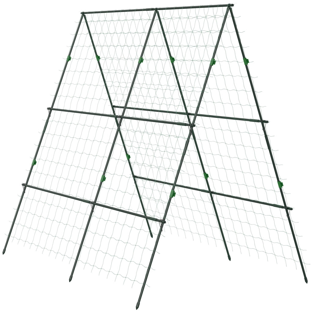 Supporto per Piante Rampicanti Triangolare ¨C Xylo ¨C Struttura in Acciaio Verde 180x100x180 cm