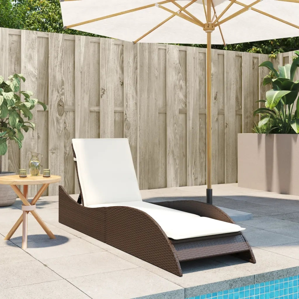 Lettino Prendisole | Sdraio da giardino | Lettino da sole con Cuscino Marrone 60x205x73 cm Polyrattan