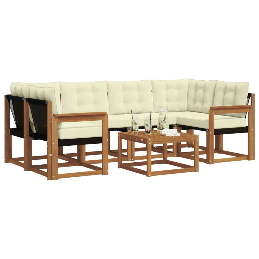 Set di divani da esterno con cuscino 7 pcs Naturale e Crema 3368441