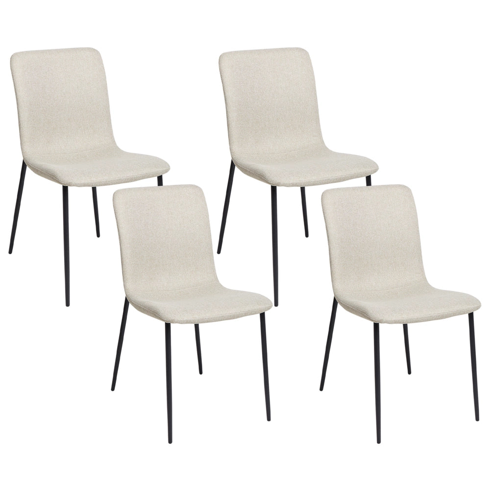 Set di 4 sedie da pranzo in tessuto poliestere Beige chiaro Sala da pranzo Gambe in ferro Elegante