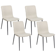 Set di 4 sedie da pranzo in tessuto poliestere Beige chiaro Sala da pranzo Gambe in ferro Elegante